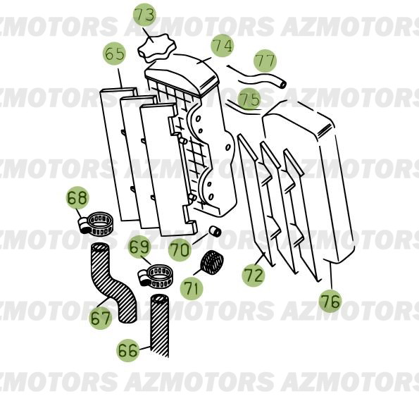 Installation De Refroidissement 2 AZMOTORS PiÃ¨ces Beta 50 RR FACTORY - 2008