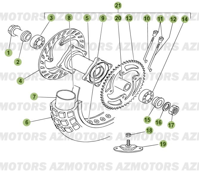 Roue Arriere AZMOTORS PiÃ¨ces Beta 50 RR FACTORY - 2008