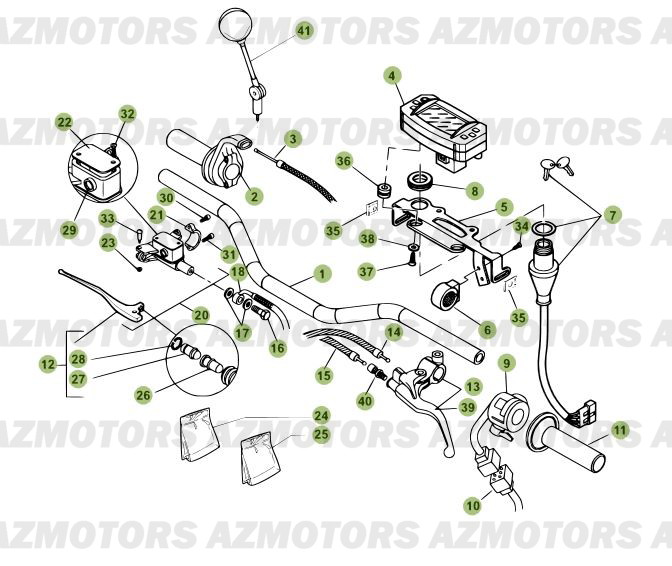 Commandes   Guidon AZMOTORS PiÃ¨ces Beta 50 RR FACTORY - 2010-2011