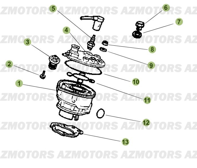 Cylindre   Culasse   Distribution AZMOTORS PiÃ¨ces Beta 50 RR FACTORY - 2010-2011
