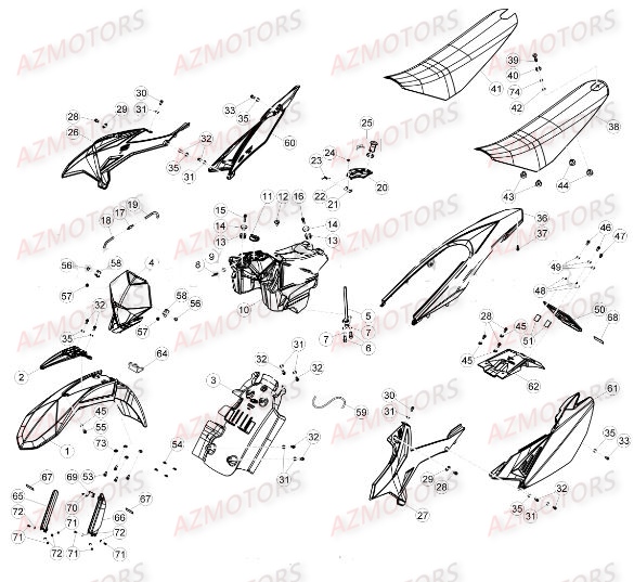 Carenages AZMOTORS PiÃ¨ces Beta 50 RR RACING - 2016