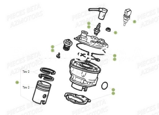 Cylindre AZMOTORS Pieces Beta 50 RR RACING - 2018