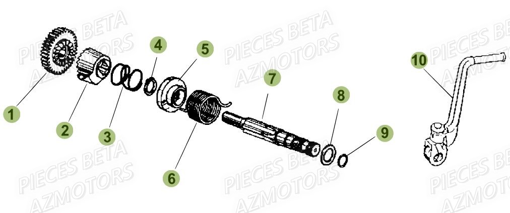 Kick Starter AZMOTORS Pieces Beta 50 RR RACING - 2018