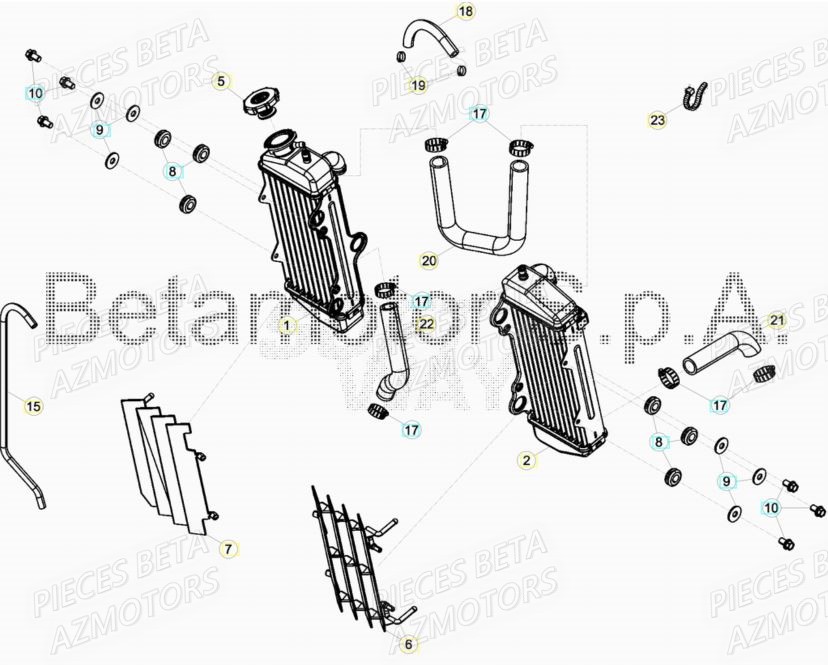 Radiateur AZMOTORS Pieces Beta 50 RR RACING - 2018