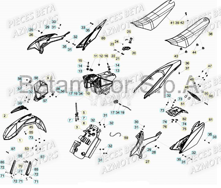 Carenages AZMOTORS Pieces Beta 50 RR RACING - 2019