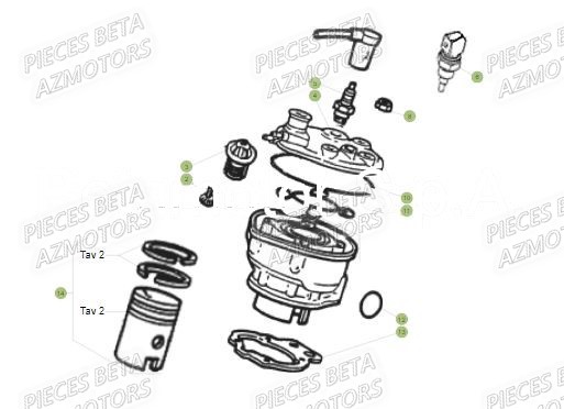 Cylindre AZMOTORS Pieces Beta 50 RR RACING - 2019