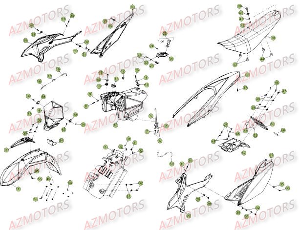 Carenages Reservoir Selle AZMOTORS PiÃ¨ces Beta RR 50 SPORT - 2015-2014