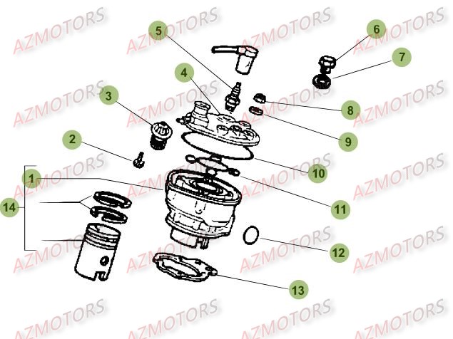Cylindre Culasse Distribution AZMOTORS PiÃ¨ces Beta RR 50 SPORT - 2015-2014
