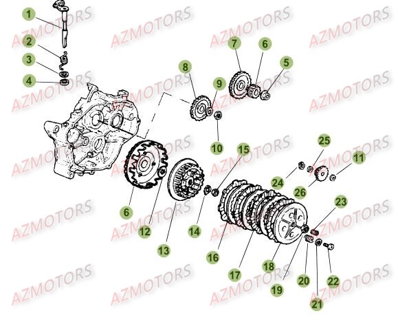 Transmission Principale Embrayage AZMOTORS PiÃ¨ces Beta RR 50 SPORT - 2015-2014
