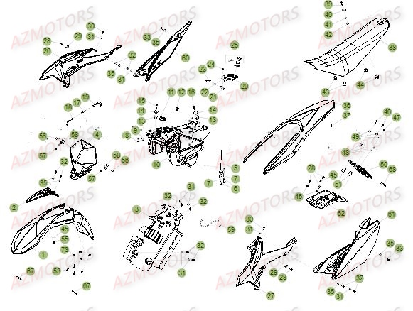 Carenages AZMOTORS PiÃ¨ces Beta RR 50 SPORT - 2016