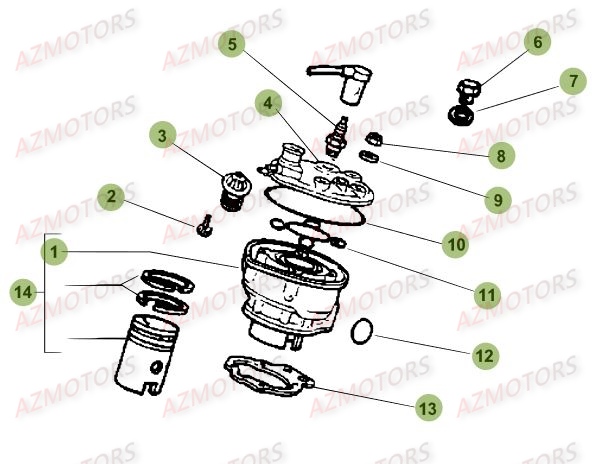 Cylindre AZMOTORS PiÃ¨ces Beta RR 50 SPORT - 2016
