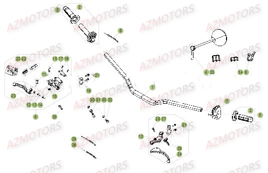 Commandes Guidon AZMOTORS PiÃ¨ces Beta RR 50 SPORT - 2017
