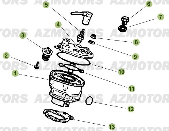 Cylindre   Culasse   Distribution AZMOTORS PiÃ¨ces Beta RR 50 STANDARD - 2007-2005