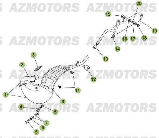 Echappement AZMOTORS PiÃ¨ces Beta RR 50 STANDARD - 2007-2005