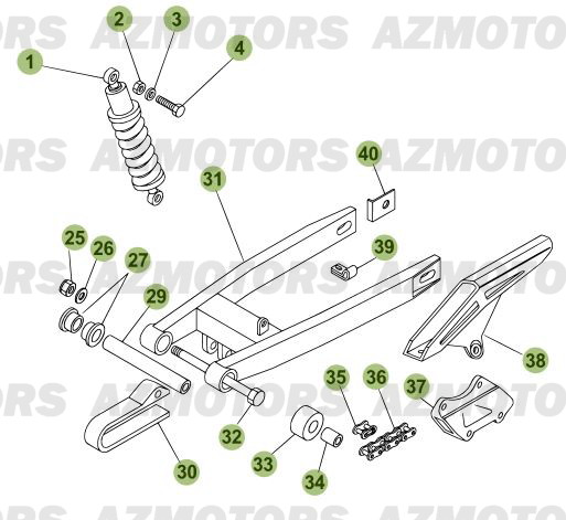 Fourche Arriere   Suspension Ar AZMOTORS PiÃ¨ces Beta RR 50 STANDARD - 2007-2005