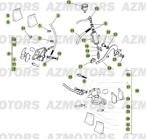 Freins AZMOTORS PiÃ¨ces Beta RR 50 STANDARD - 2007-2005