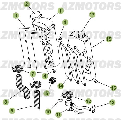 Radiateur AZMOTORS PiÃ¨ces Beta RR 50 STANDARD - 2009-2008