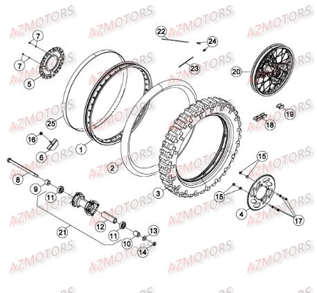 Roue Arriere Du No Serie 200957 A 299999 AZMOTORS PiÃ¨ces Beta RR 50 STANDARD - 2013-2012