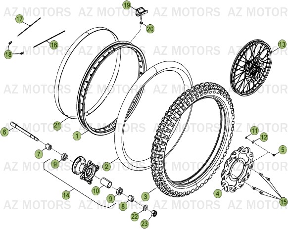 Roue Avant Du No Serie 200001 A 200956 AZMOTORS PiÃ¨ces Beta RR 50 STANDARD - 2013-2012
