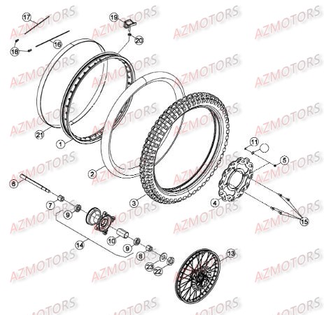 Roue Avant Du No Serie 201252 A 299999 AZMOTORS PiÃ¨ces Beta RR 50 STANDARD - 2013-2012