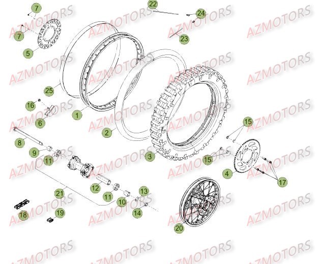 Roue Arriere Du No Serie 200001 A 200956 AZMOTORS PiÃ¨ces Beta RR 50 STANDARD - 2015