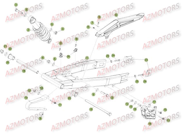 Suspension Arriere AZMOTORS PiÃ¨ces Beta RR 50 STANDARD - 2015
