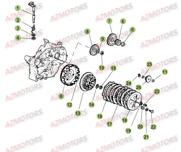 Transmission Principale   Embrayage AZMOTORS PiÃ¨ces Beta RR 50 STANDARD - 2015