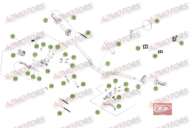 Commande Guidon AZMOTORS PiÃ¨ces Beta RR 50 STANDARD - 2016