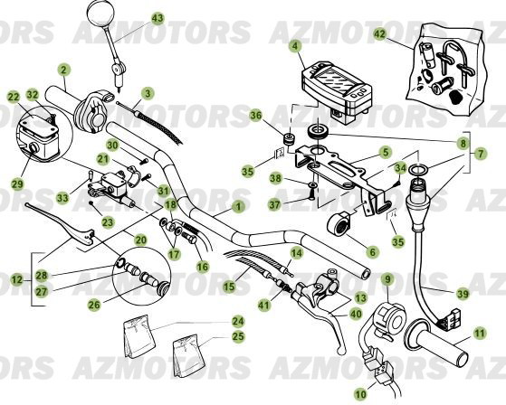 Commandes   Guidon AZMOTORS PiÃ¨ces Beta RR 50 STANDARD - 2010-2011