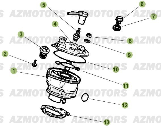 Cylindre   Culasse   Distri AZMOTORS PiÃ¨ces Beta RR 50 STANDARD - 2010-2011