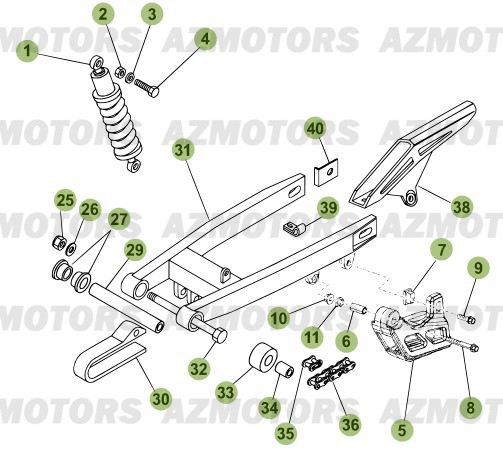 Fourche   Suspension Arriere AZMOTORS PiÃ¨ces Beta RR 50 STANDARD - 2010-2011