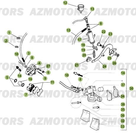 Freins AZMOTORS PiÃ¨ces Beta RR 50 STANDARD - 2010-2011