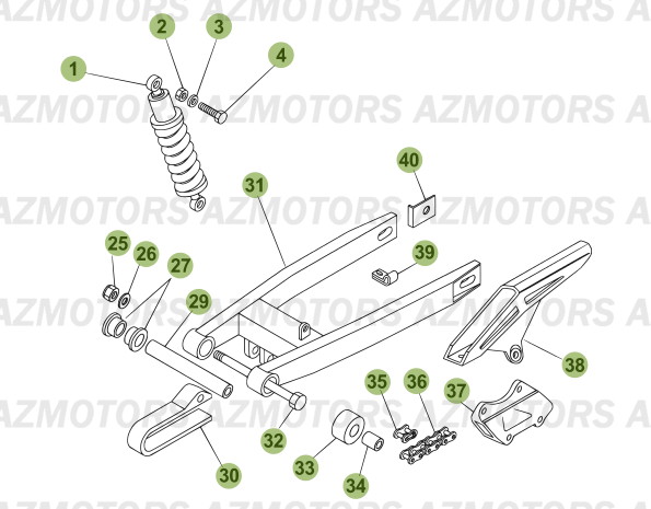 Suspension Arriere AZMOTORS PiÃ¨ces Beta RR 50 MOTARD - 2007