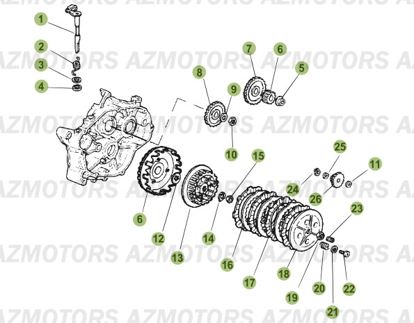 Transmission Principale   Embrayage AZMOTORS PiÃ¨ces Beta RR 50 MOTARD - 2007