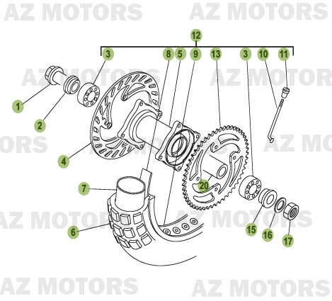 Roue Arriere AZMOTORS PiÃ¨ces Beta RR 50 MOTARD - 2008