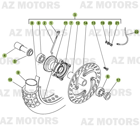 Roue Avant AZMOTORS PiÃ¨ces Beta RR 50 MOTARD - 2008