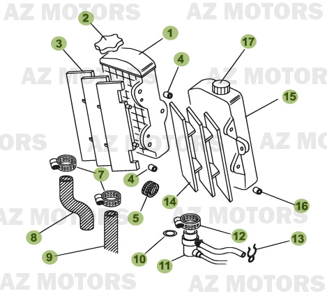 Installation De Refroidissement AZMOTORS PiÃ¨ces Beta RR 50 MOTARD - 2009