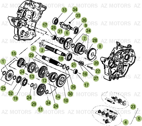 Boite A Vitesses AZMOTORS PiÃ¨ces Beta RR 50 MOTARD - 2014-2013-2012