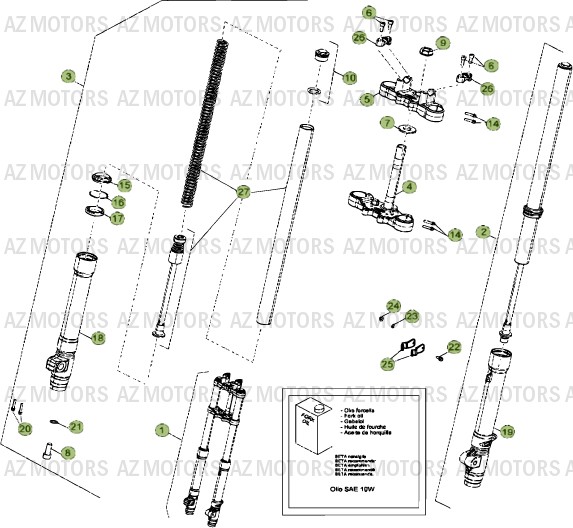 Fourche Du No De Serie 300001 A 300084 AZMOTORS PiÃ¨ces Beta RR 50 MOTARD - 2014-2013-2012
