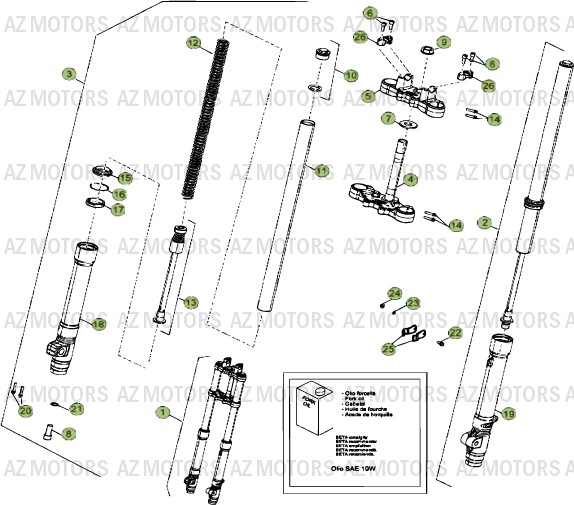 Fourche Du No De Serie 300085 A 399999 AZMOTORS PiÃ¨ces Beta RR 50 MOTARD - 2014-2013-2012