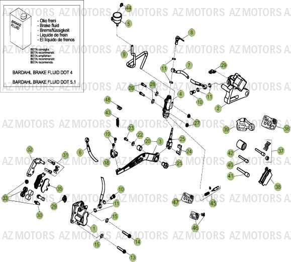 Freins AZMOTORS PiÃ¨ces Beta RR 50 MOTARD - 2014-2013-2012