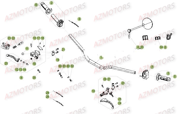 Commande Guidon AZMOTORS PiÃ¨ces Beta 50 Motard STANDARD - 2015