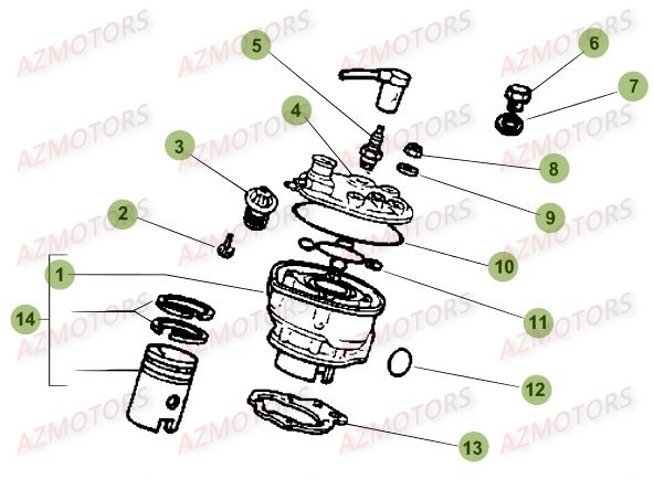 Cylindre AZMOTORS PiÃ¨ces Beta 50 Motard STANDARD - 2015