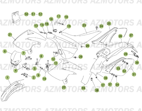 Carenages   Reservoir   Selle AZMOTORS PiÃ¨ces Beta RR 50 MOTARD - 2006-2005