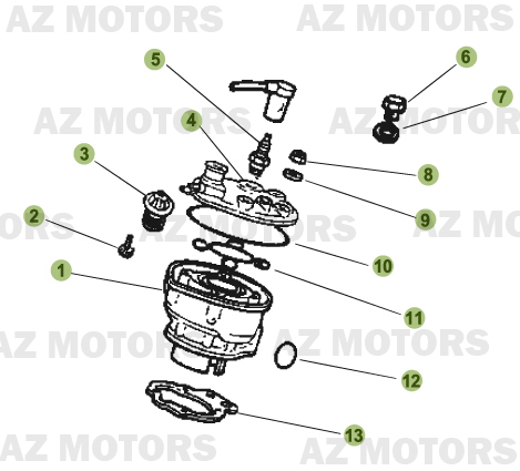 Cylindre   Culasse   Distribution AZMOTORS PiÃ¨ces Beta RR 50 MOTARD - 2011-2010