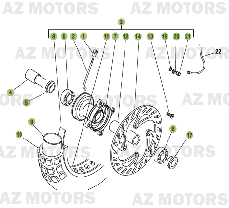 Roue Avant AZMOTORS PiÃ¨ces Beta RR 50 MOTARD - 2011-2010