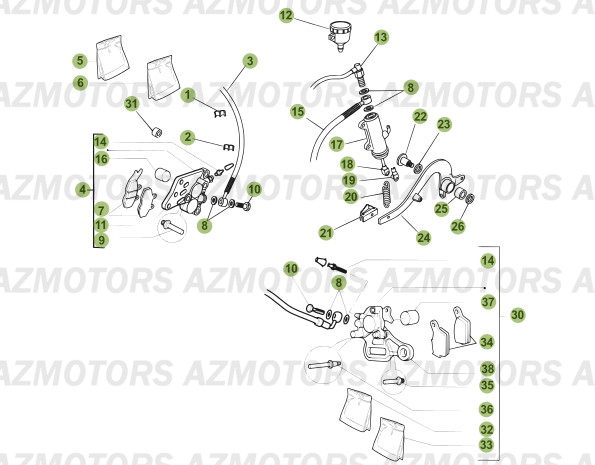 Freins AZMOTORS PiÃ¨ces Beta 50 Motard RACING - 2007