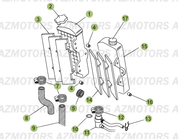 Installation De Refroidissement 2 AZMOTORS PiÃ¨ces Beta 50 Motard RACING - 2007