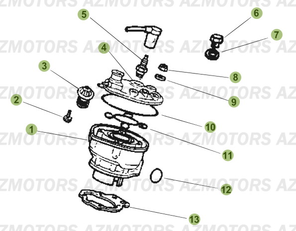Cylindre   Culasse   Distribution AZMOTORS PiÃ¨ces Beta 50 Motard RACING - 2008