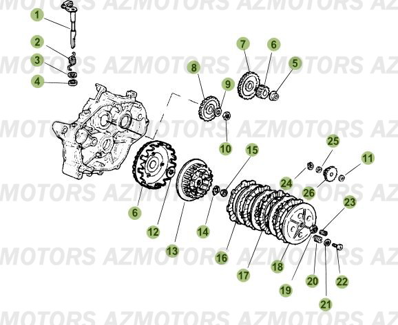 Transmission Principale   Embrayage AZMOTORS PiÃ¨ces Beta 50 Motard RACING - 2008